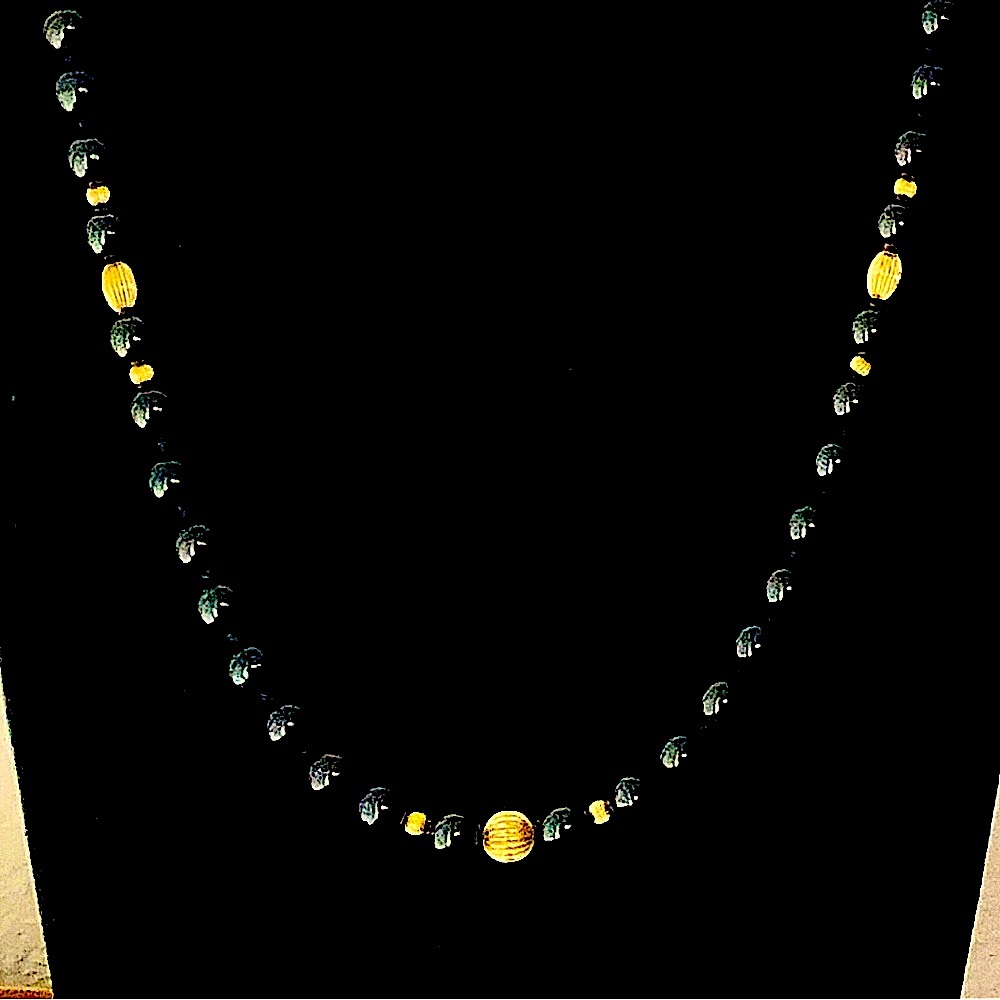 $185  Vintage 14K & Black Bead 30 Inch Estate Necklace - Picture 2 of 9
